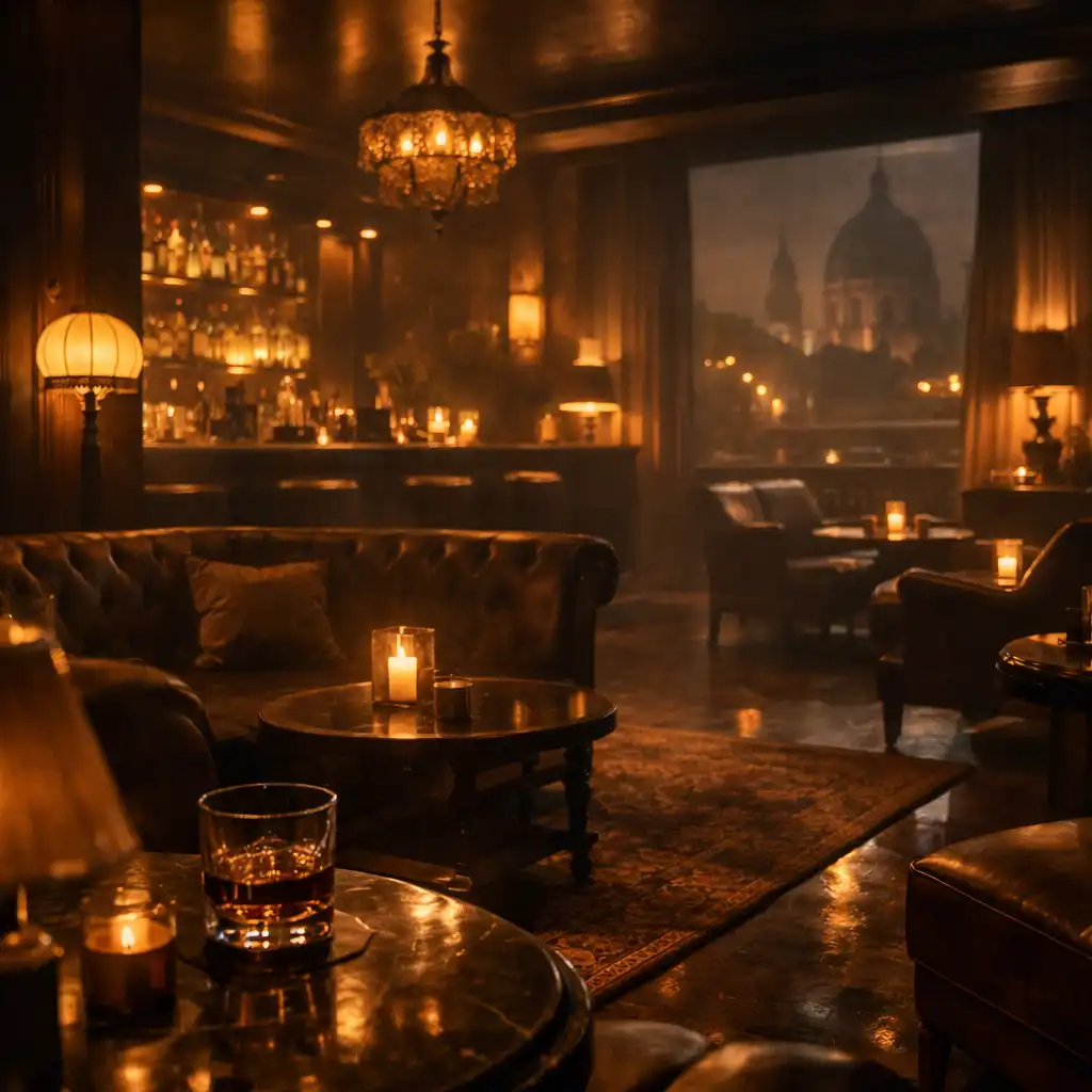 Exkluzív, sötét hangulatú lounge tér